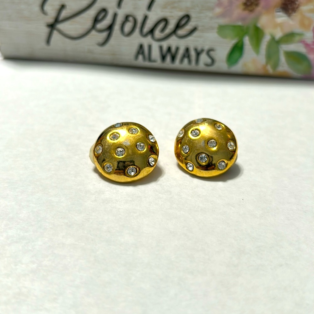 Gold Clip-On Earrings with gemstone accents